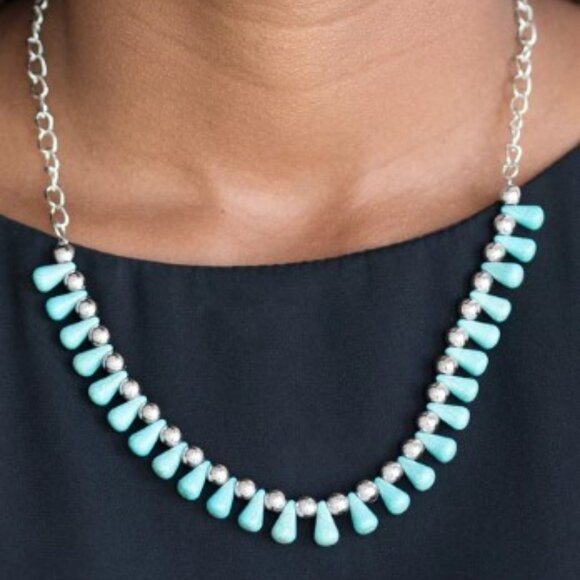 Paparazzi Extinct Species Blue Necklace Boho Earthy Rustic Country Rodeo Western - Picture 1 of 2